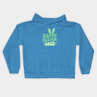 Happy Easter 2023 Bunny Ears Green Kids Hoodie